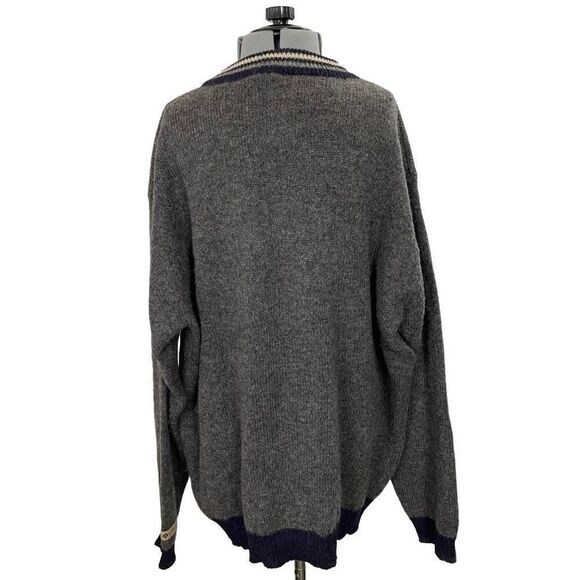 Vintage Columbia 100% Shetland Wool Size Large Gray Grandpa V Neck Sweater - Picture 3 of 6
